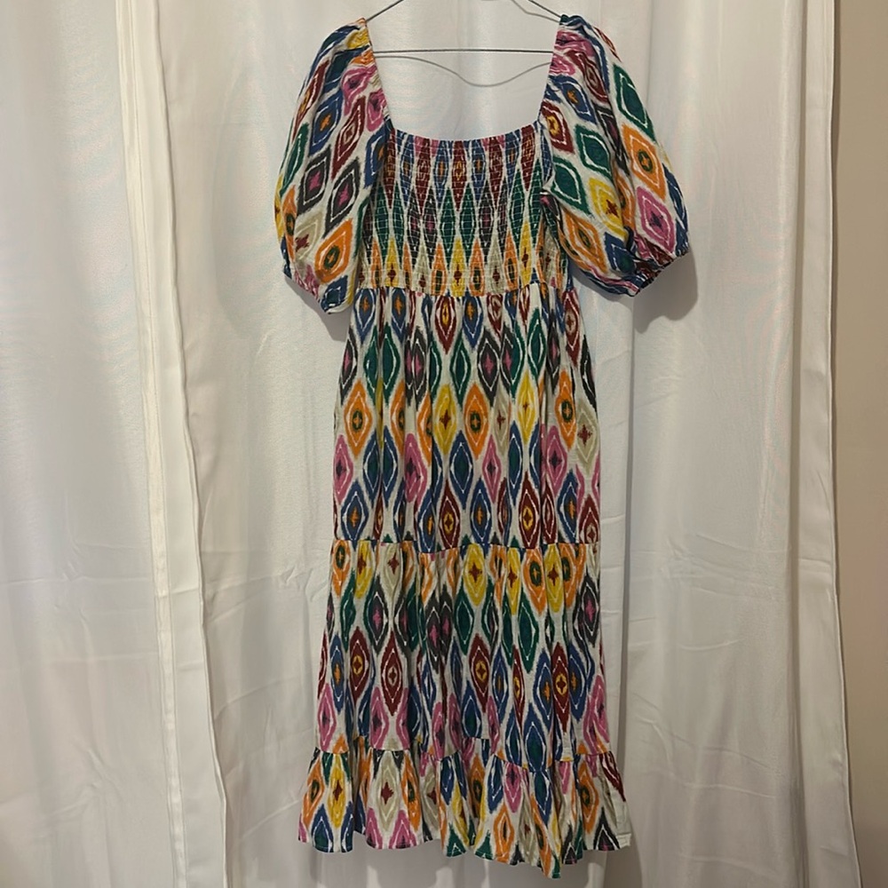 Thml Multicolored Patterned Midi Dress Size Small… - image 2